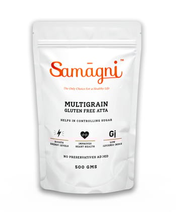 Samagni Multigrain Gluten Free Atta 500 gms | Diabetic Friendly Atta| Jowar, Bajra, Ragi, Oats, Fenugreek Seeds, Flax Seeds | Low Glycemic Index