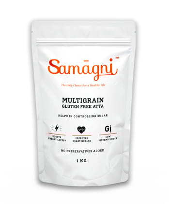 Samagni Multigrain Gluten Free Atta 1 kg | Diabetic Friendly Atta| Jowar, Bajra, Ragi, Oats, Fenugreek Seeds, Flax Seeds | Low Glycemic Index