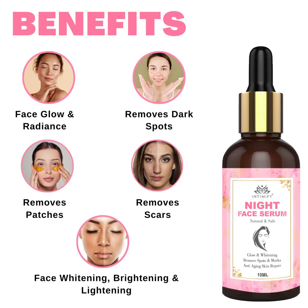 Intimify Night Face Serum, skin brightening serum, face serum, vitamin c face serum, anti acne serum, 10 ml