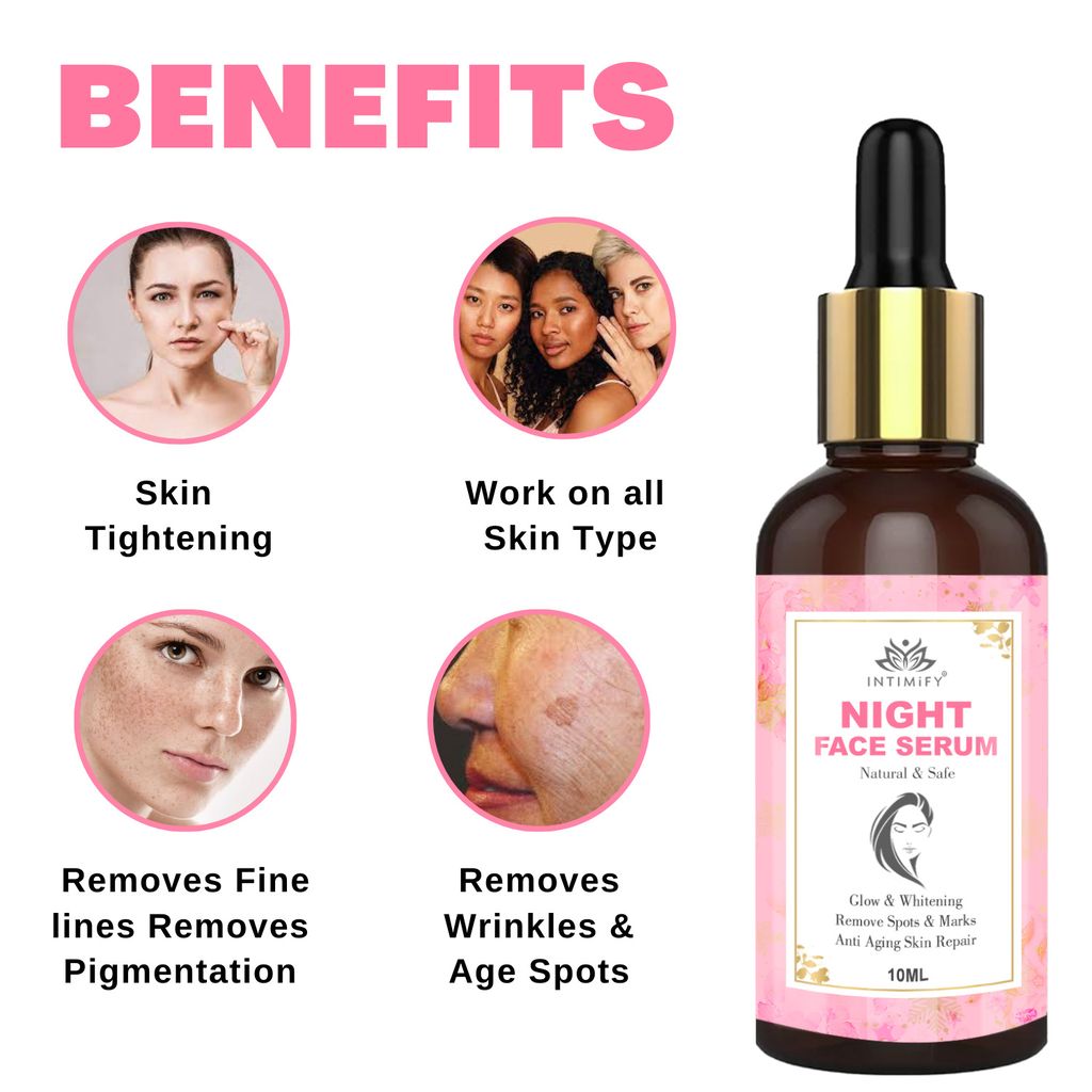 Intimify Night Face Serum, skin brightening serum, face serum, vitamin c face serum, anti acne serum, 10 ml