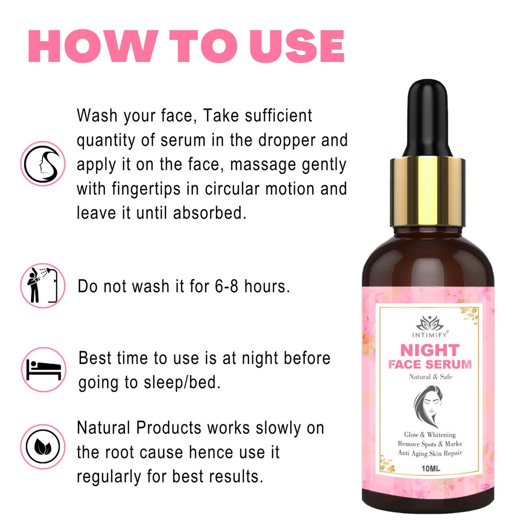 Intimify Night Face Serum, skin brightening serum, face serum, vitamin c face serum, anti acne serum, 10 ml