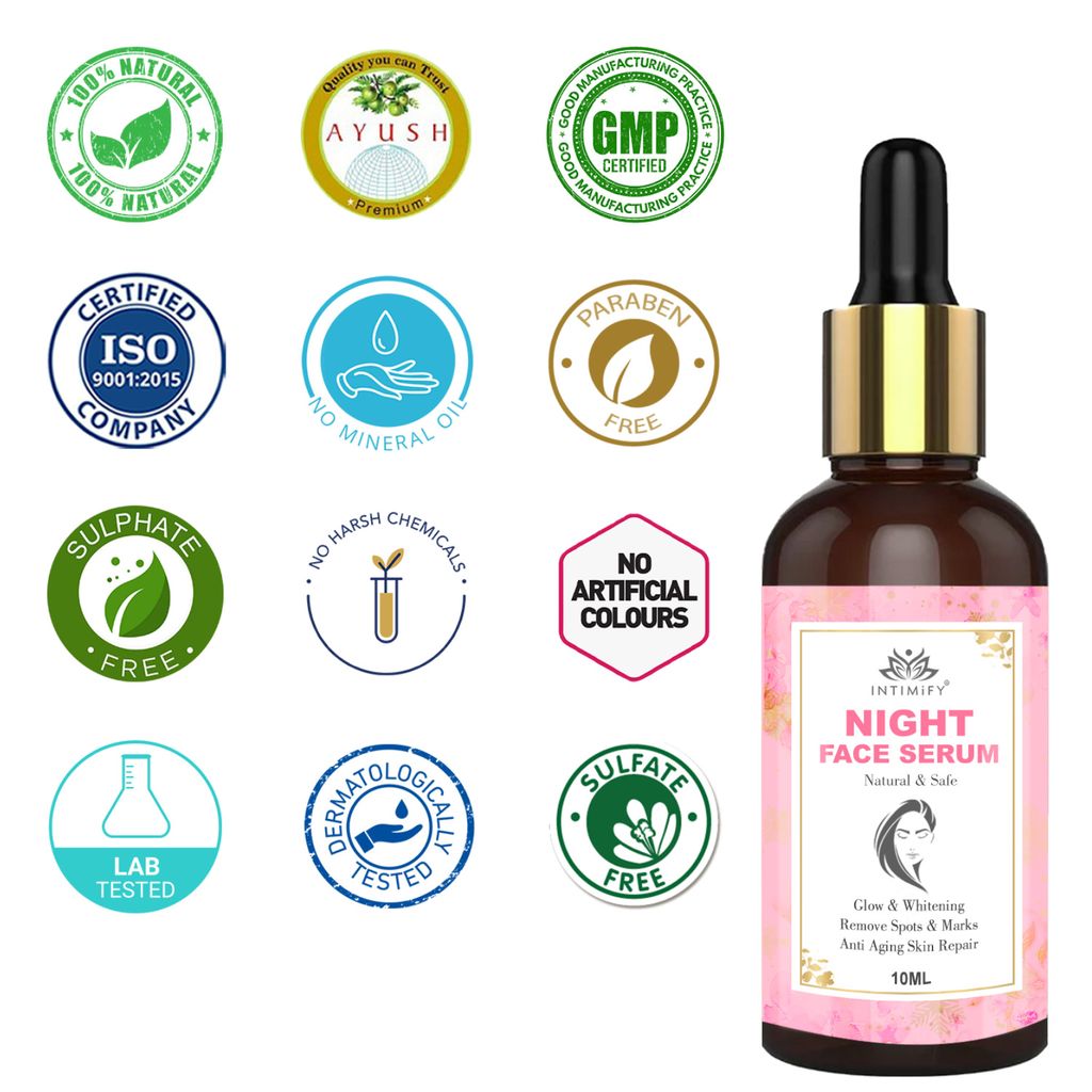 Intimify Night Face Serum, skin brightening serum, face serum, vitamin c face serum, anti acne serum, 10 ml