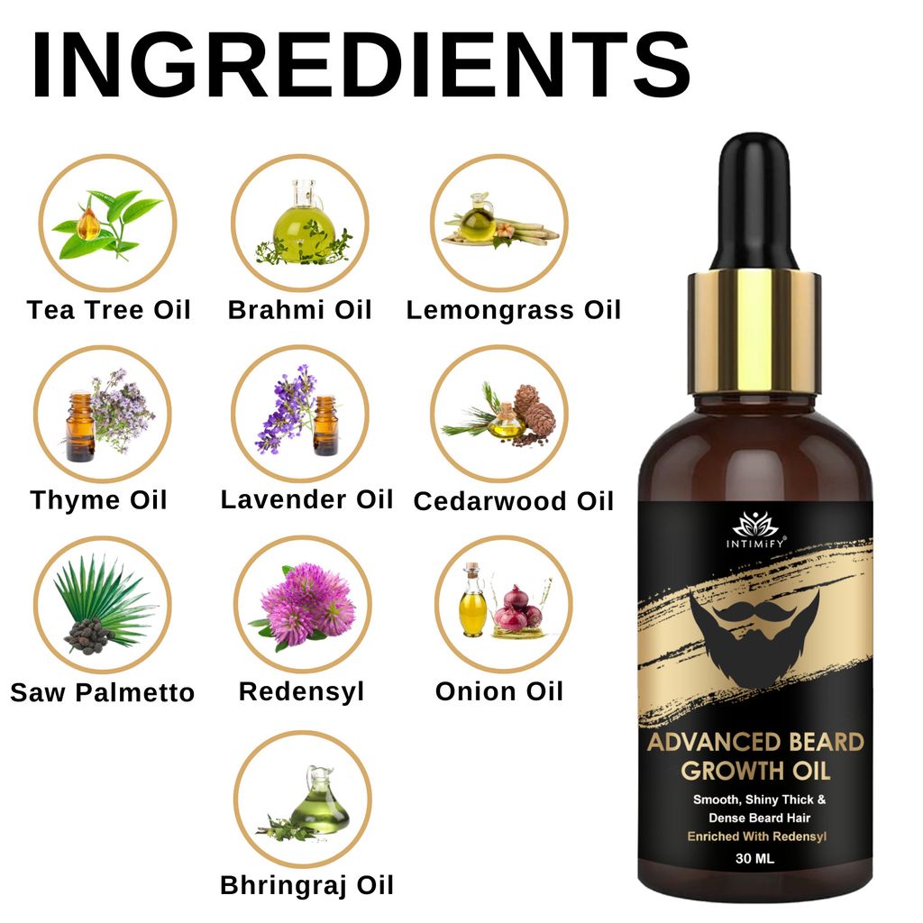 Intimify Advanced Beard Growth Oil, beard growth, beard growth oil, Improves Density of Beard Hair, 30 ml
