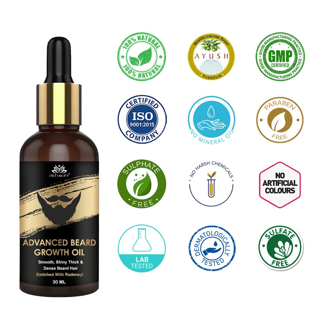 Intimify Advanced Beard Growth Oil, beard growth, beard growth oil, Improves Density of Beard Hair, 30 ml