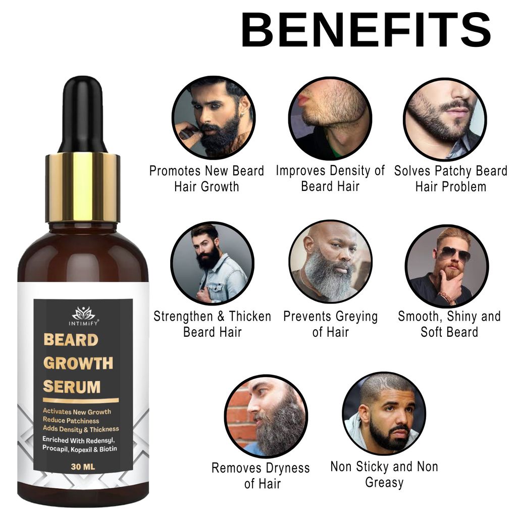 Intimify Beard Growth Serum, beard growth, beard oil, moustache growth oil, beard growth oil, 30 ml