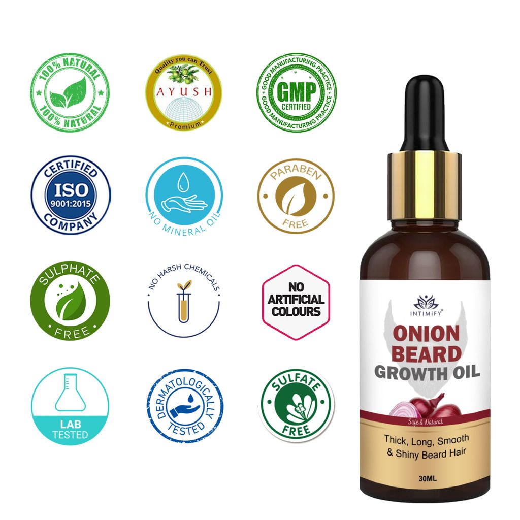 Intimify Onion Beard Growth Oil, beard growth, beard oil, beard growth oil, moustache growth oil, 30 ml