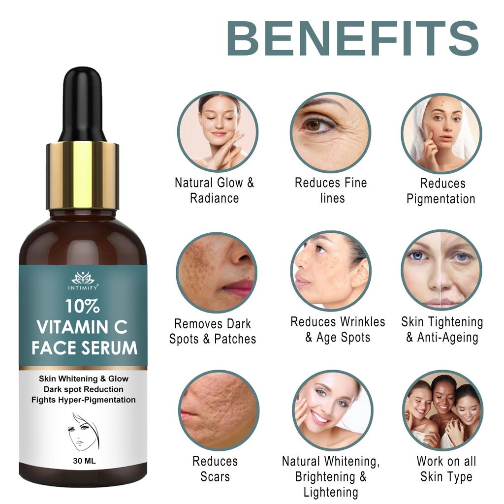 Intimify 10% Vitamin C Serum, anti acne serum, face serum, skin brightening serum, 30 ml