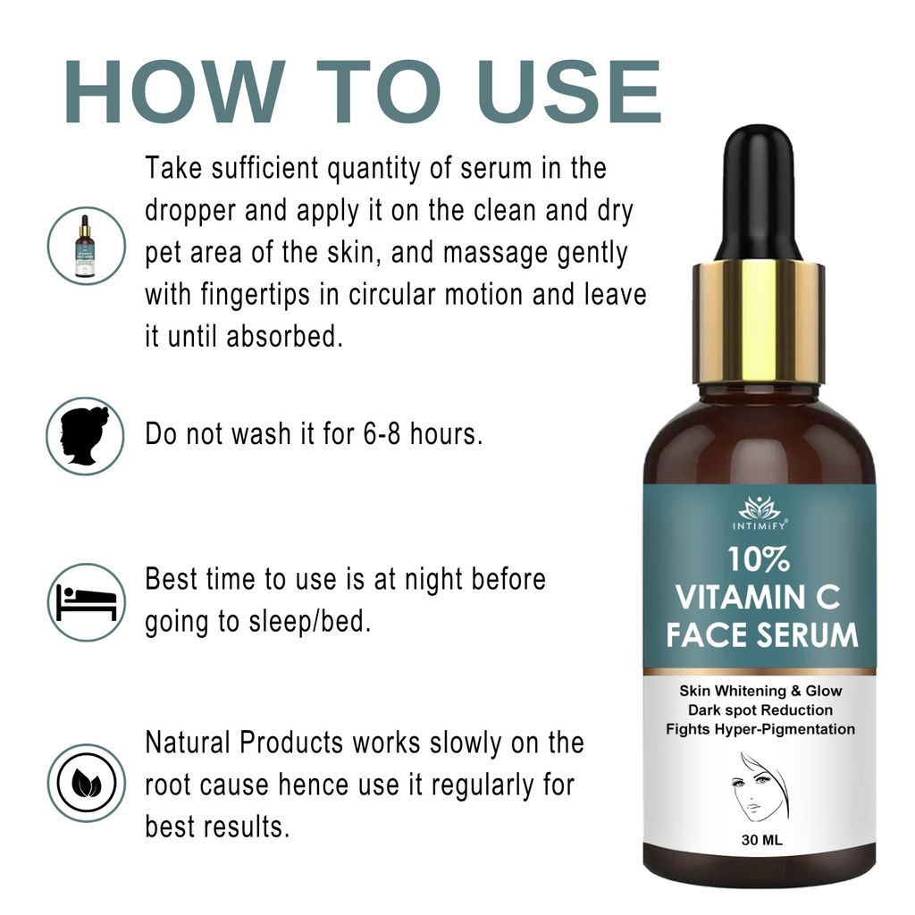 Intimify 10% Vitamin C Serum, anti acne serum, face serum, skin brightening serum, 30 ml