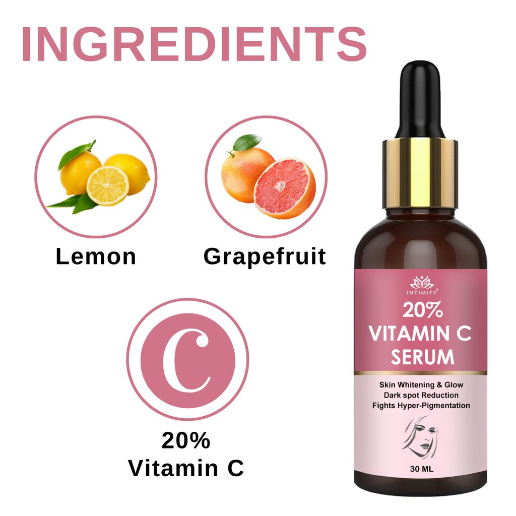 Intimify 20% Vitamin C Serum, vitamin c serum, anti acne serum, face serum, skin brightening serum, 30 ml