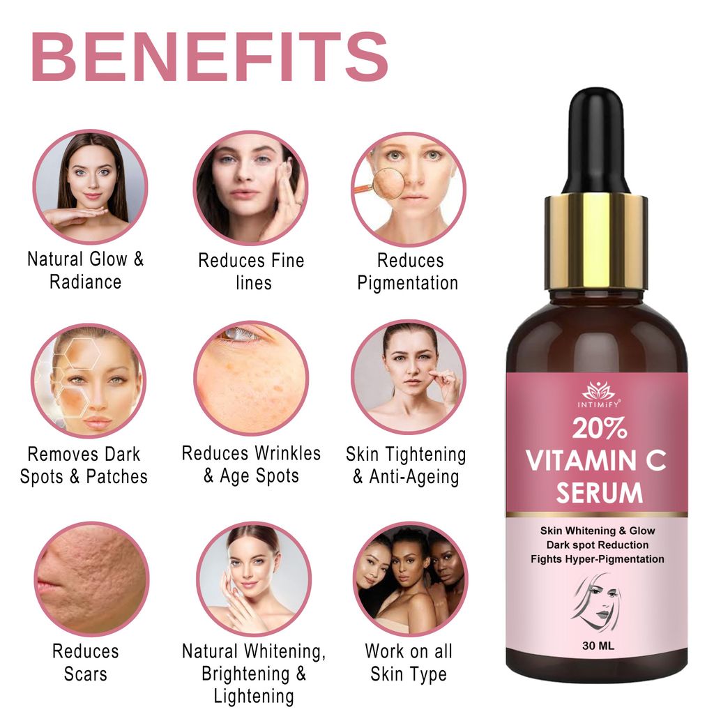 Intimify 20% Vitamin C Serum, vitamin c serum, anti acne serum, face serum, skin brightening serum, 30 ml