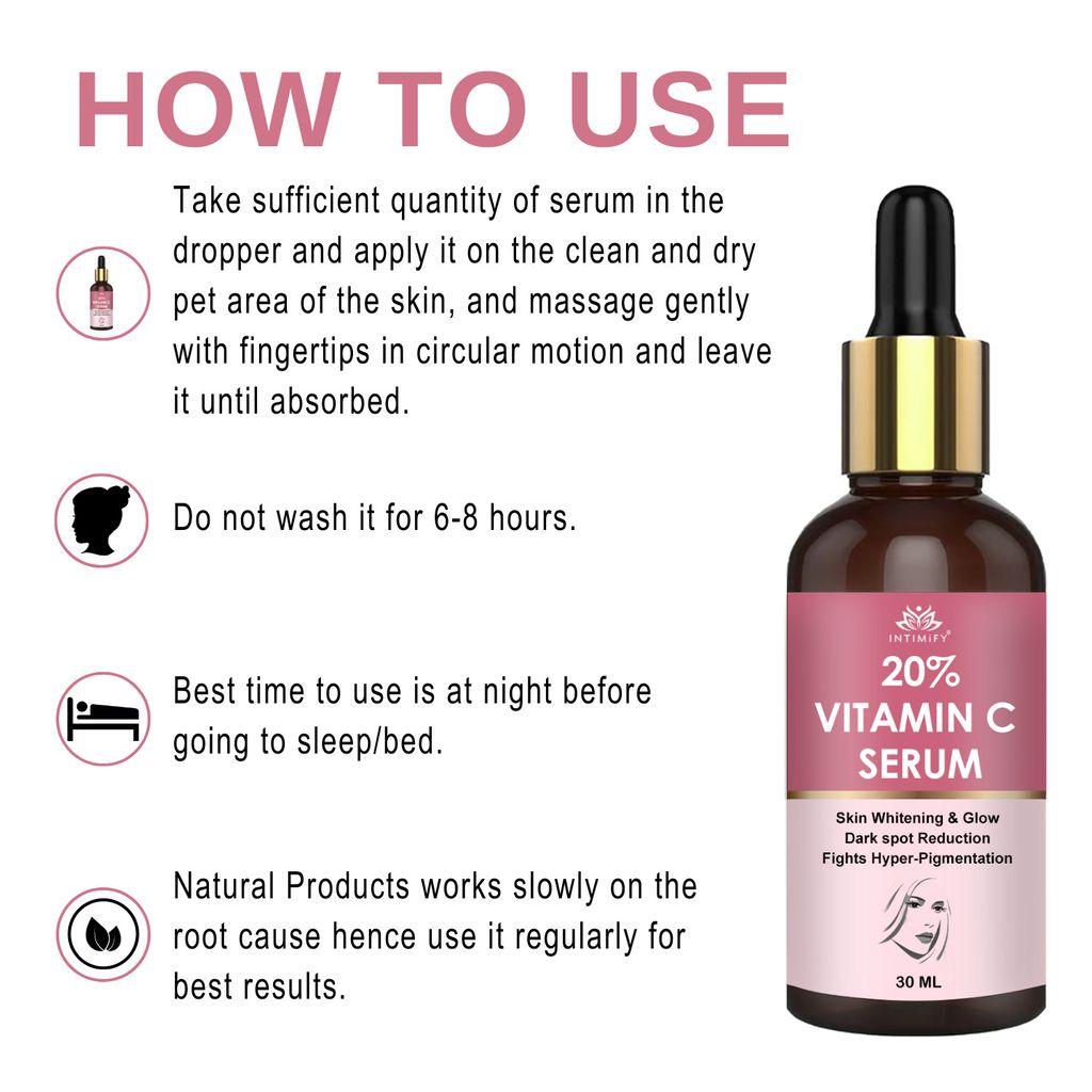 Intimify 20% Vitamin C Serum, vitamin c serum, anti acne serum, face serum, skin brightening serum, 30 ml