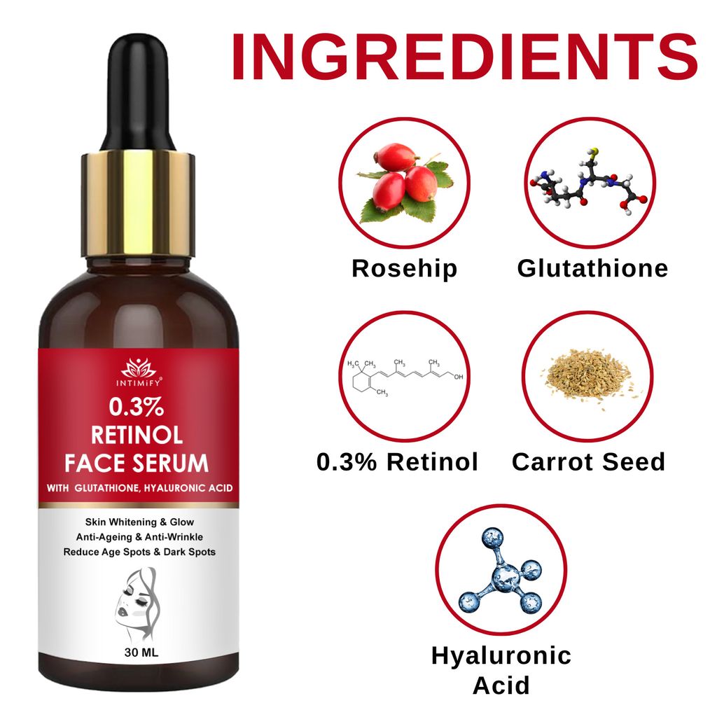 Intimify 0.3% Retinol Face Serum, for Skin Brightening, skin brightening serum, face serum, anti acne serum, 30 ml