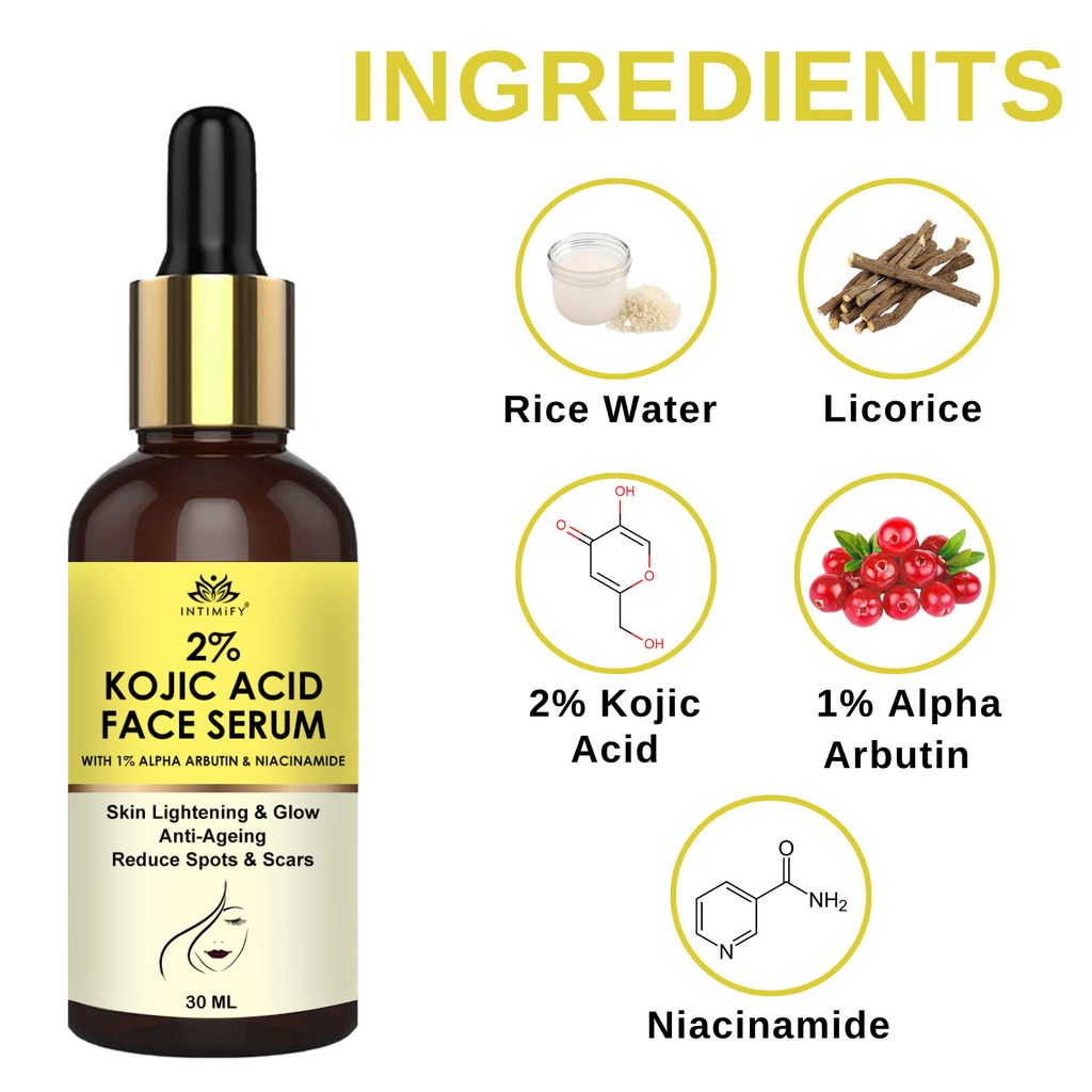 Intimify 2% Kojic Acid Serum, for Skin Brightening, skin whitening, anti acne serum, anti acne face serum, 30 ml
