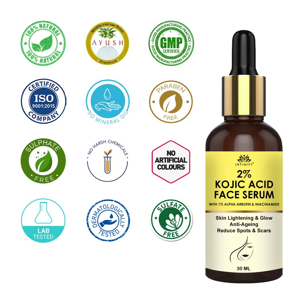 Intimify 2% Kojic Acid Serum, for Skin Brightening, skin whitening, anti acne serum, anti acne face serum, 30 ml
