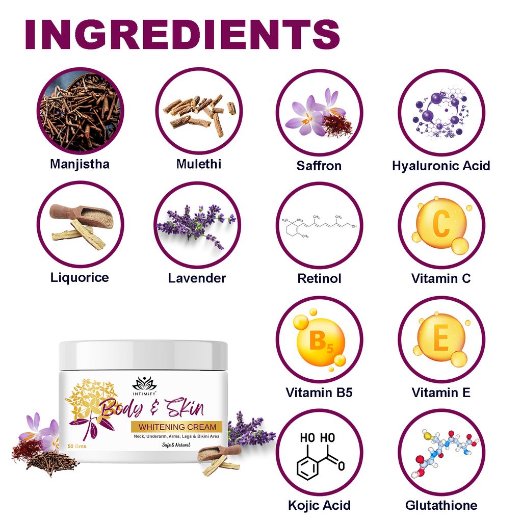 Intimify Body whitening cream, face whitening cream, skin whitening cream, skin shine, (50 gms)