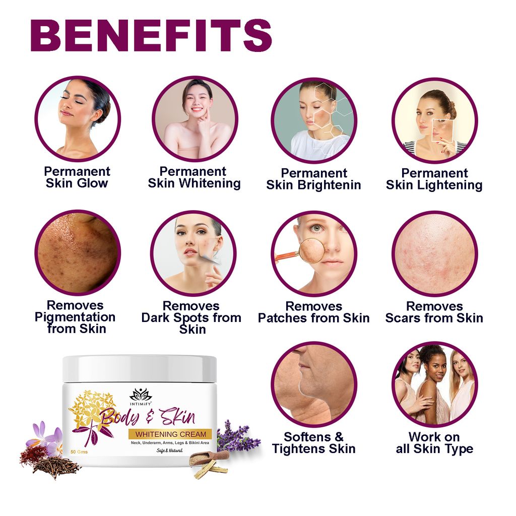 Intimify Body whitening cream, face whitening cream, skin whitening cream, skin shine, (50 gms)