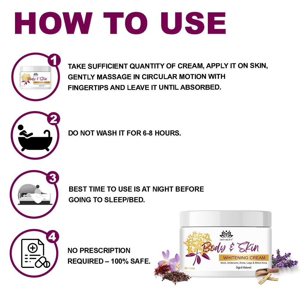 Intimify Body whitening cream, face whitening cream, skin whitening cream, skin shine, (50 gms)