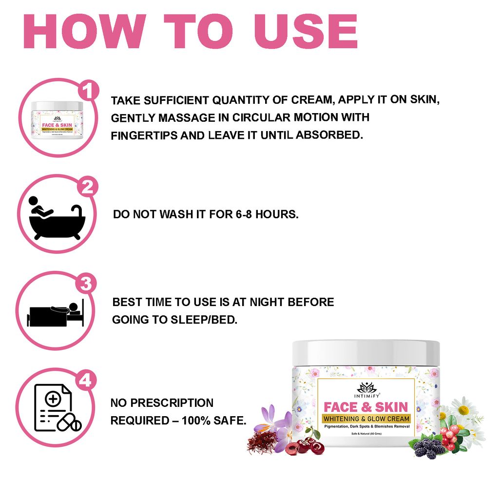 Intimify Face Whitening Cream, skin brightening cream, skin whitening cream, underarm whitening cream, Night Cream (50 gms)