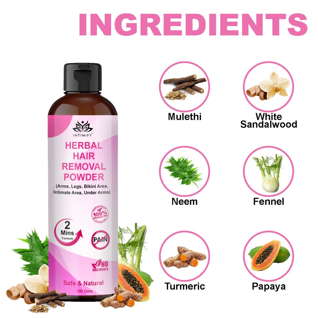 Intimify Hair Removal Powder,hair remover, hair removal, hair removal herbal (100 gms)