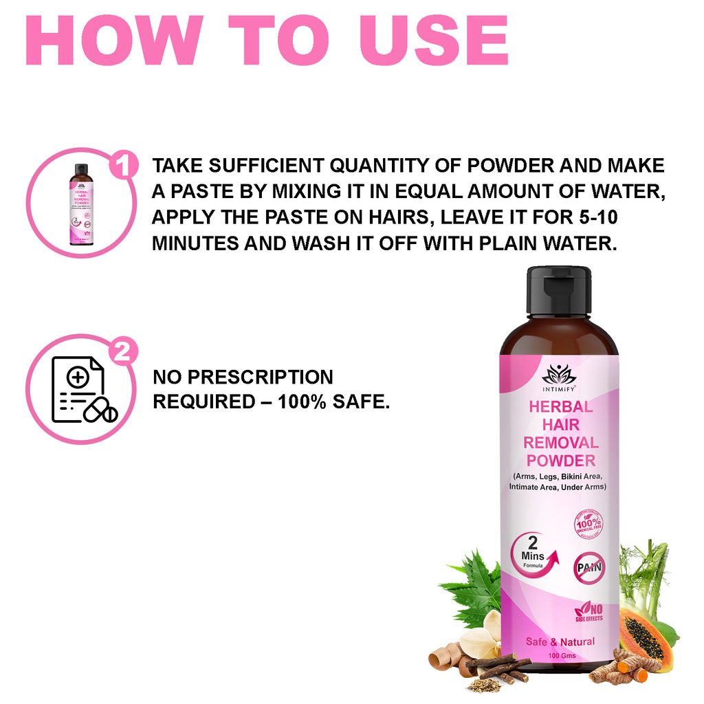 Intimify Hair Removal Powder,hair remover, hair removal, hair removal herbal (100 gms)