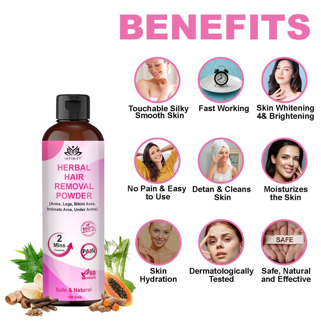Intimify Hair Removal Powder,hair remover, hair removal, hair removal herbal (100 gms)
