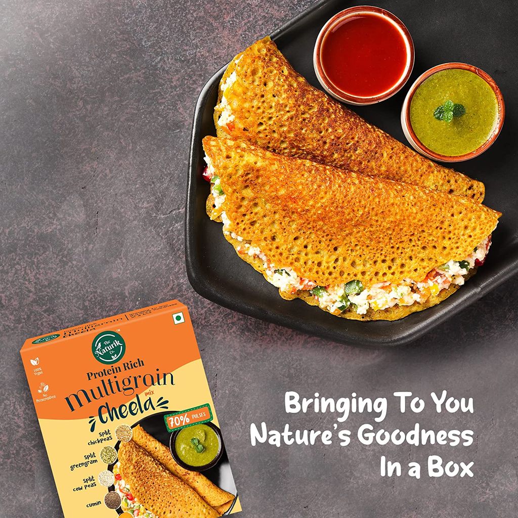 The Naturik Co Ragi and Multigrain Cheela Mix Combo - 250g each (Pack of 2), Ready to Cook Chilla/Dosa, Protein Rich Healthy Breakfast, 20% Protein, Anytime Snack for Kids and Family