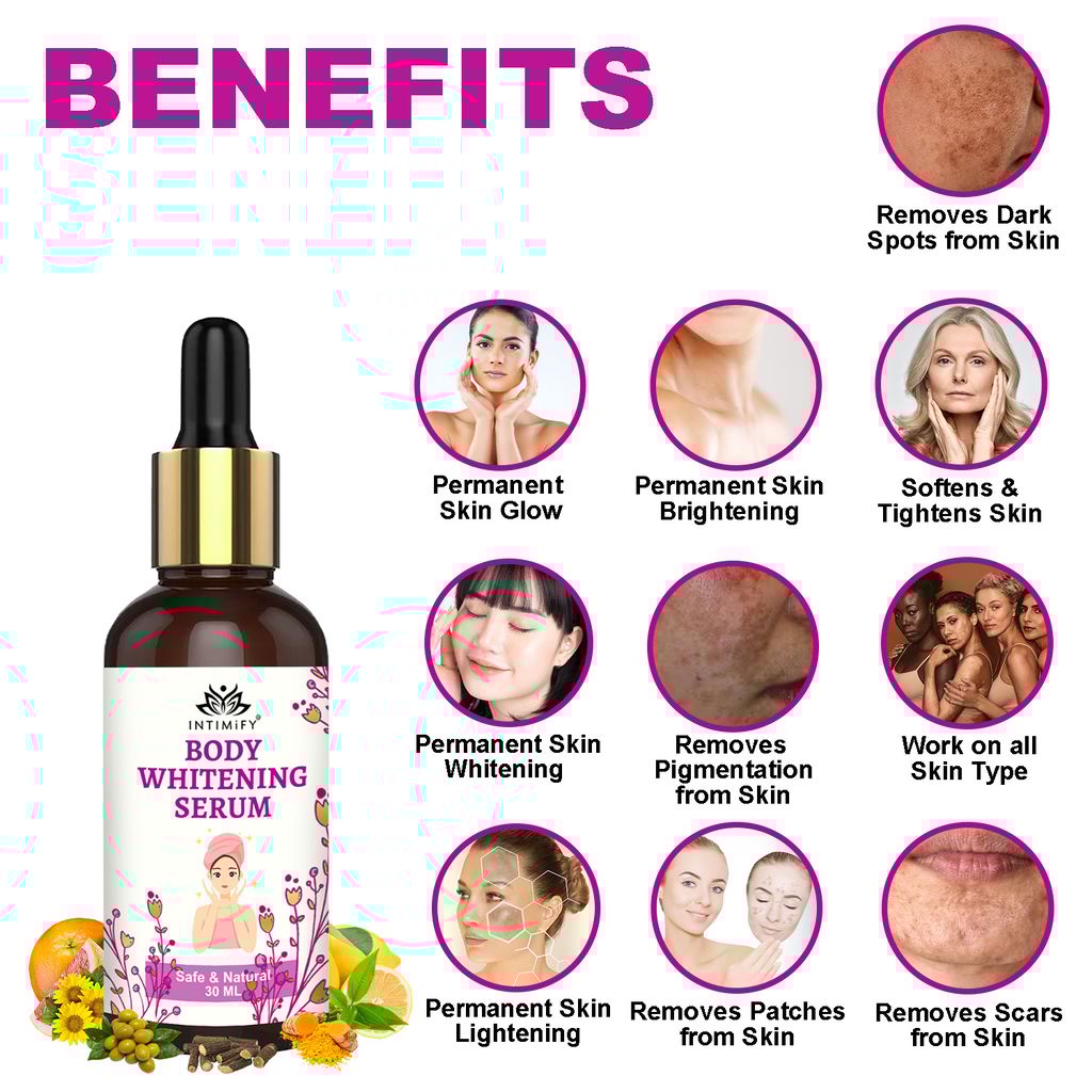 Intimify Body Whitening serum, anti aging wrinkles serum, face serum, skin brightening serum, Dark spots (30 ml)