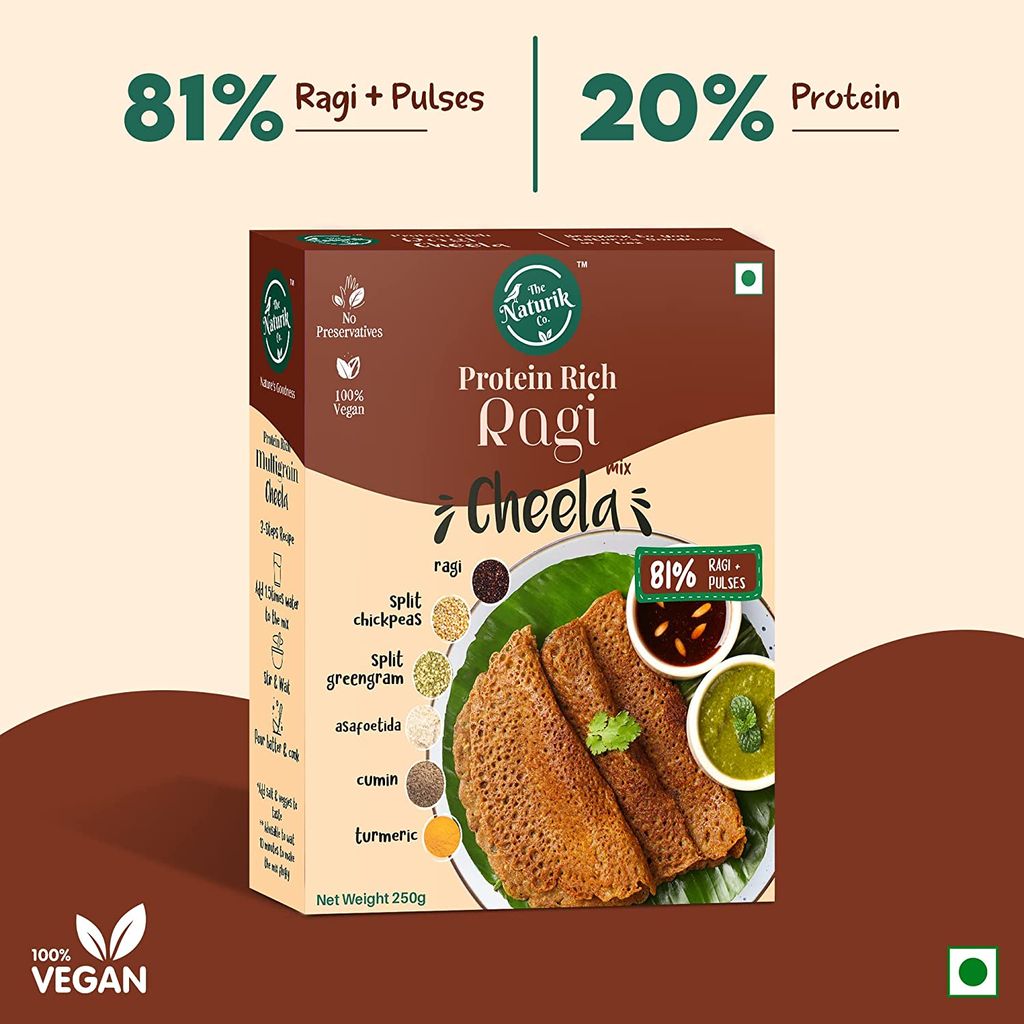The Naturik Co Oats, Ragi and Multigrain Cheela Mix Combo, Snack for Kids and Family 250g each (Pack of 3), Ready to Cook Chilla/Dosa for Healthy Breakfast, 20% Protein,