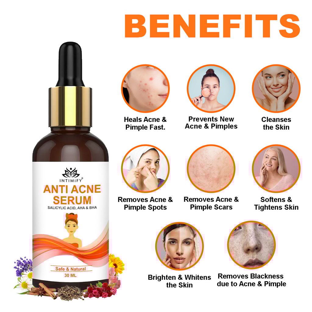 Intimify anti acne serum, anti aging wrinkles serum, face serum, skin brightening serum, anti wrinkle face serum (30 ml)