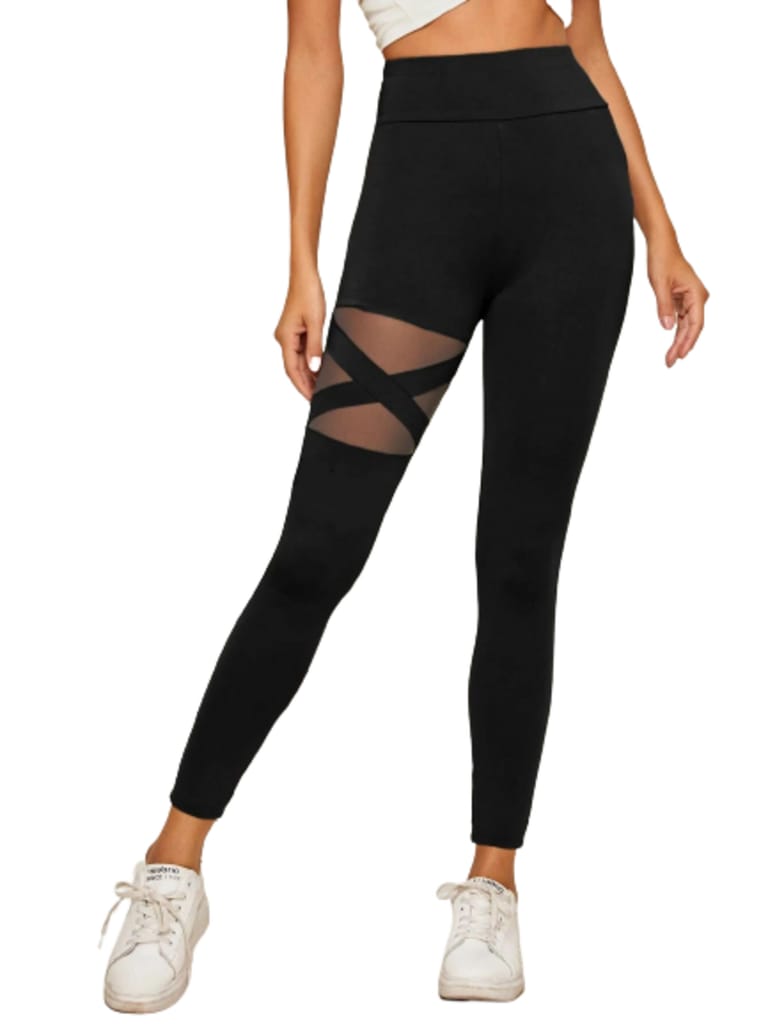 Latest Street Fashion Women's X Cross Net Gym Yoga Sports legging Tights Pants