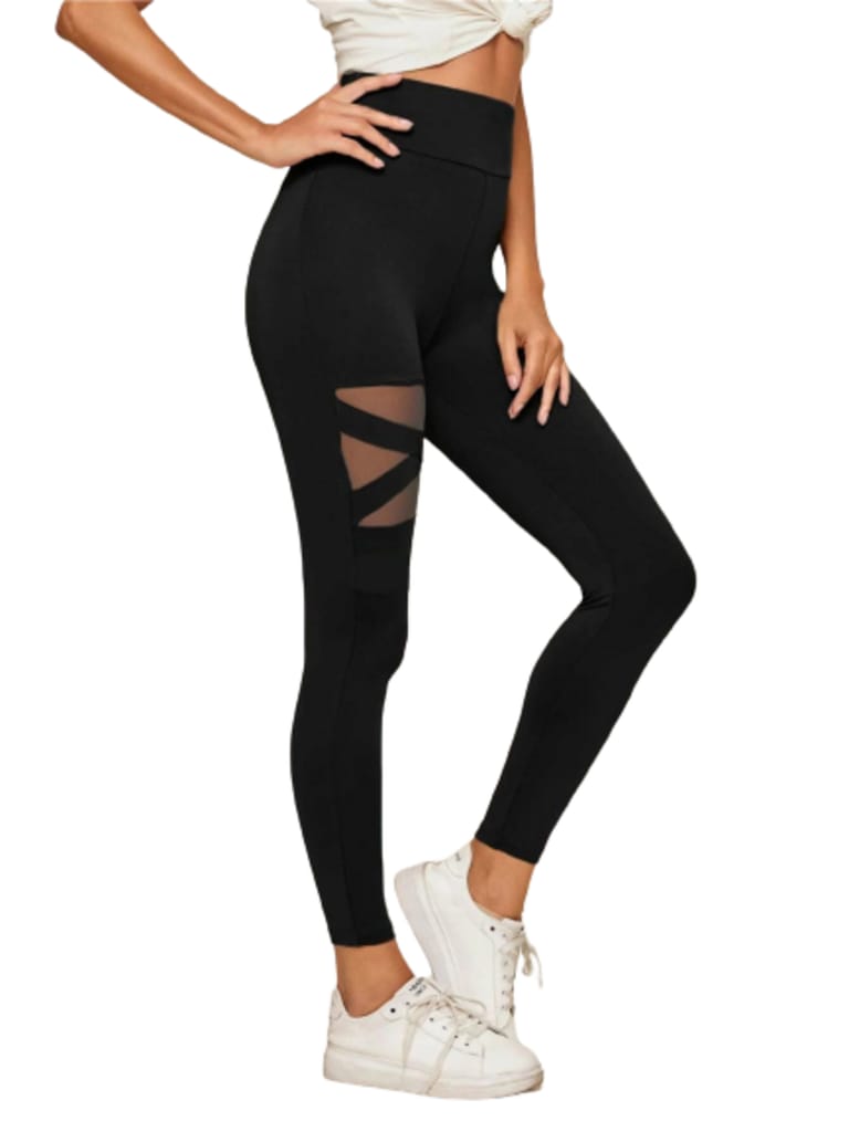 Latest Street Fashion Women's X Cross Net Gym Yoga Sports legging Tights Pants