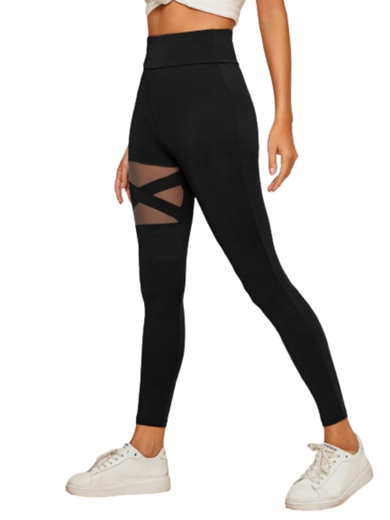 Latest Street Fashion Women's X Cross Net Gym Yoga Sports legging Tights Pants