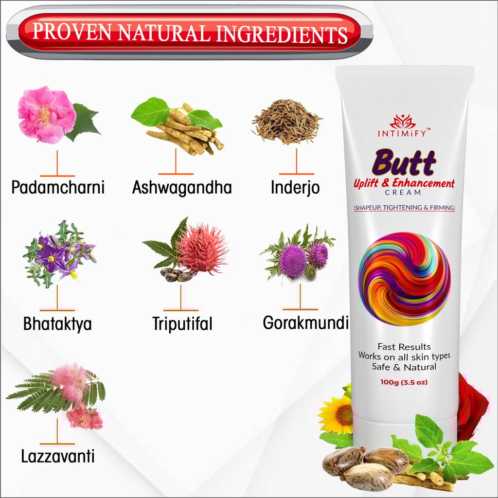 Intimify Butt Uplift Cream, buttock enlargement cream, butt tightening cream, hips growth oil