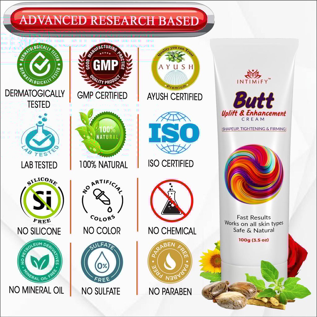 Intimify Butt Uplift Cream, buttock enlargement cream, butt tightening cream, hips growth oil