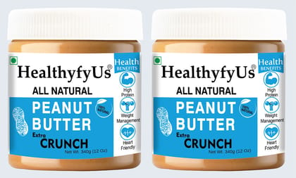 Healthyfyus All Natural Peanut Butter Extra Crunchy (340g X 2)
