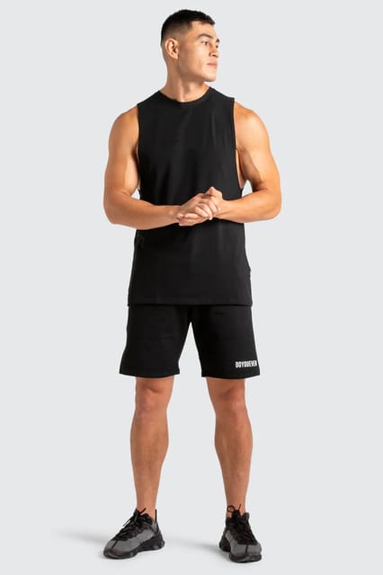 Shop the Stylish Hot Button Deep Cut Sleeveless Solid Black Round Neck Tank  Top for Men