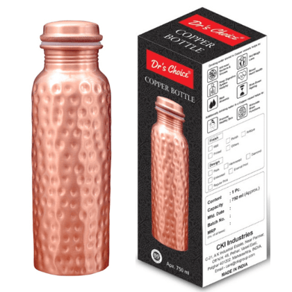 Dr's Choice Pure Copper Hammered Water Bottle 750ML