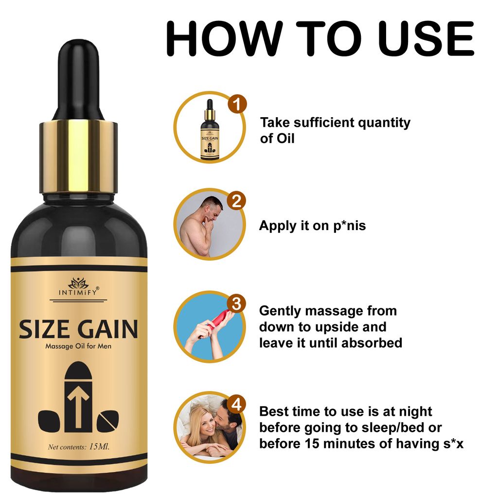 Intimify Size Gain Oil to Increase Size and Thickness, Increase Length, Time Booster, Extra Pleasure, Extra Stamina & Power