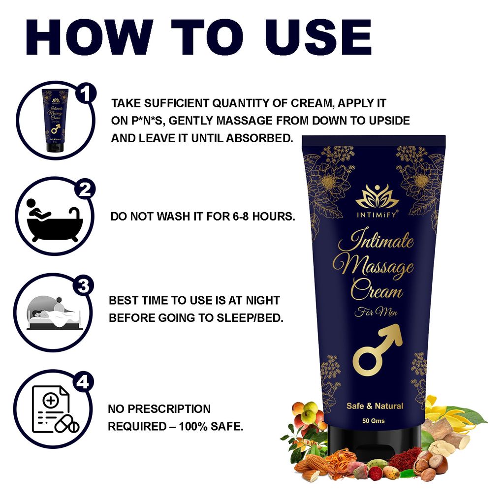 Intimify Intimate Massage Cream for Men for Male Enlargement, Increase Thickness, Increase Hardness, Time Booster, Pleasure Booster