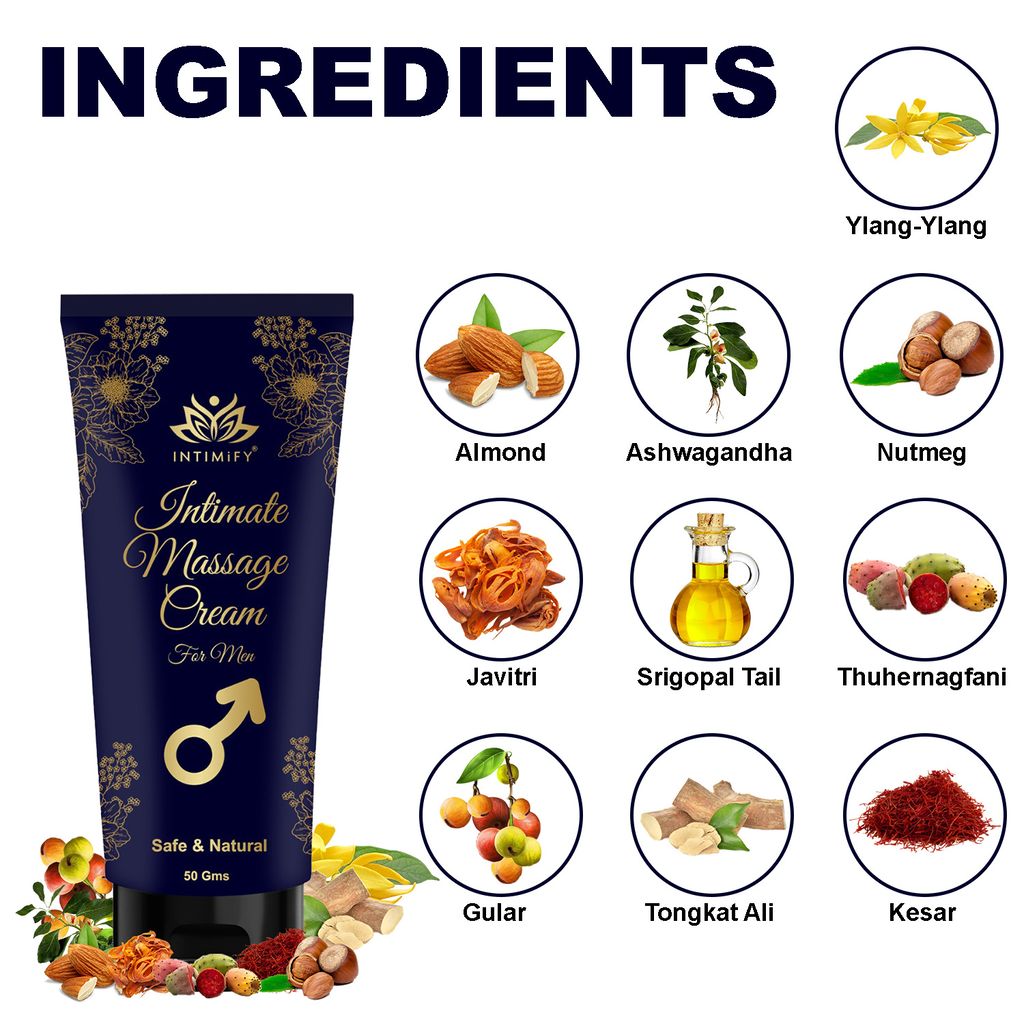 Intimify Intimate Massage Cream for Men for Male Enlargement, Increase Thickness, Increase Hardness, Time Booster, Pleasure Booster