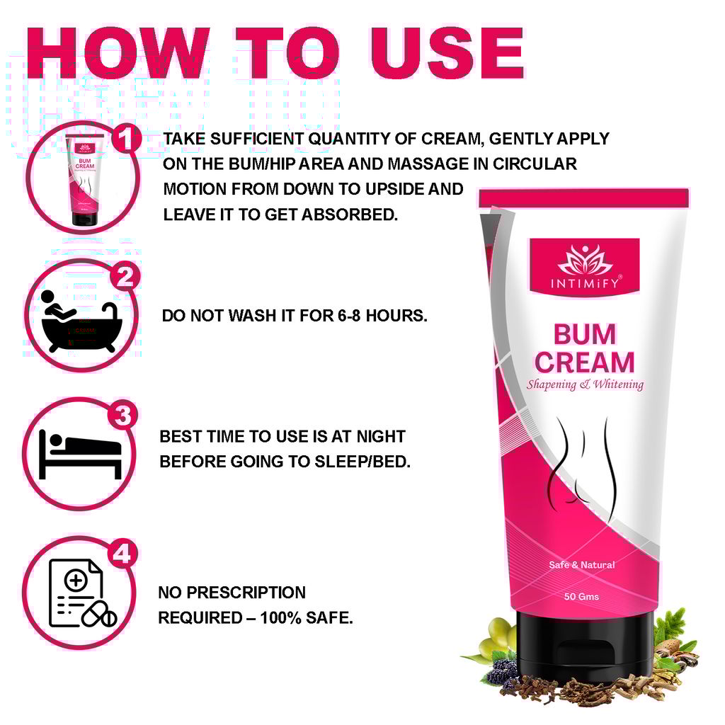 Intimify Bum Cream for hips enlargement, hip cream, hips enlargement cream, hips massage, bum shape