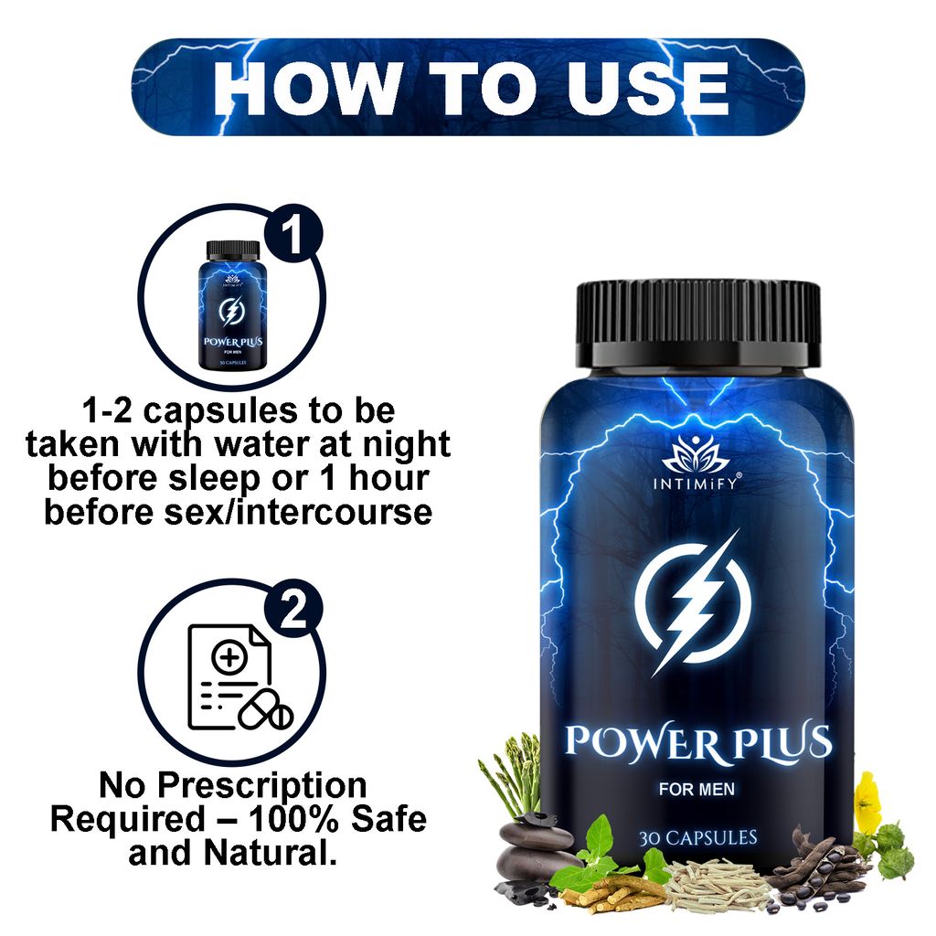 Intimify Power Plus capsule for Time Booster, Extra Pleasure, Stamina & Power, Increase Size, Increase Hardness (30 Caps)