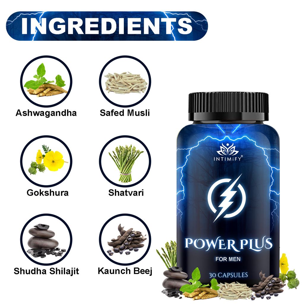 Intimify Power Plus capsule for Time Booster, Extra Pleasure, Stamina & Power, Increase Size, Increase Hardness (30 Caps)