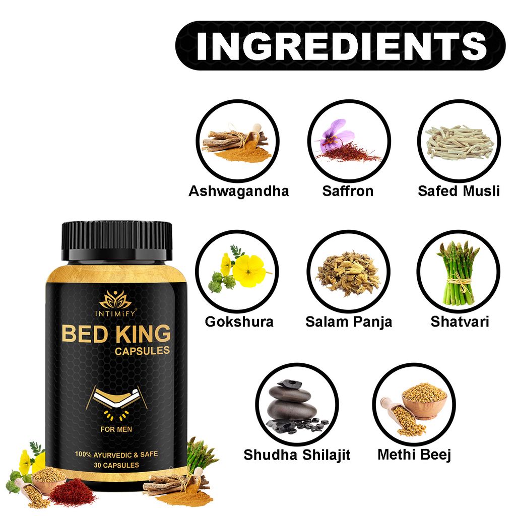 Intimify Bed King capsules for sex stamina, Sex Power, penis capsule, sex capsule, Extra Pleasure, Stamina & Power (30 caps)