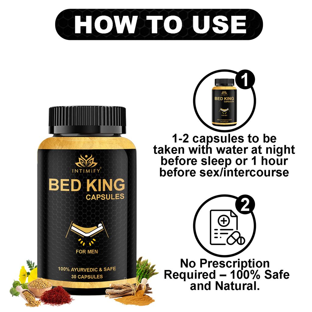 Intimify Bed King capsules for sex stamina, Sex Power, penis capsule, sex capsule, Extra Pleasure, Stamina & Power (30 caps)