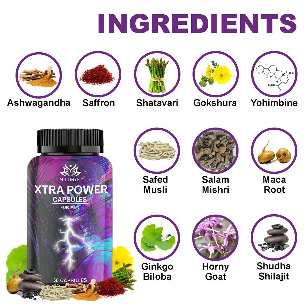 Intimify Xtra Power Capsules sex stamina, Sex Power, penis capsule, Increase Length, Time Booster, Extra Pleasure (30 caps)