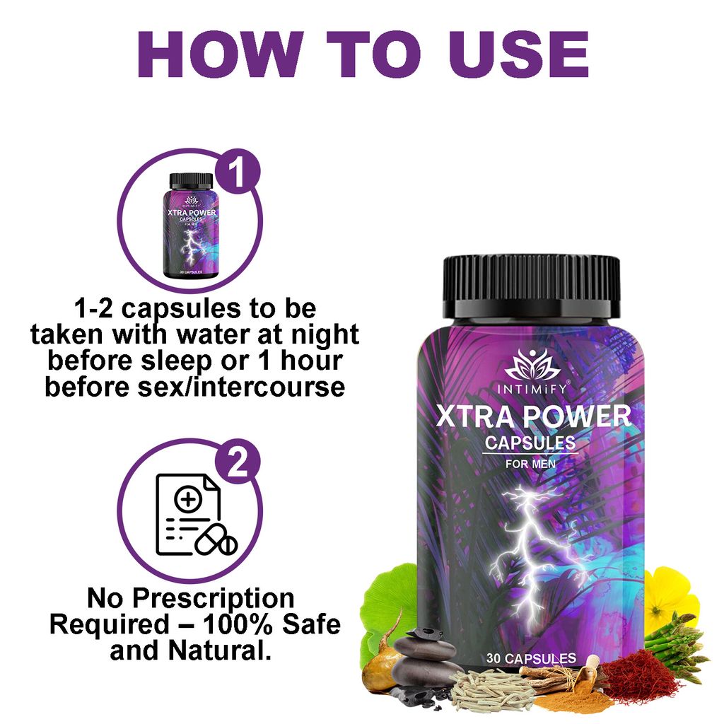 Intimify Xtra Power Capsules sex stamina, Sex Power, penis capsule, Increase Length, Time Booster, Extra Pleasure (30 caps)