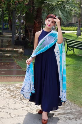 SKYDYEING Women Kurta and Dupatta Set Cotton Blend