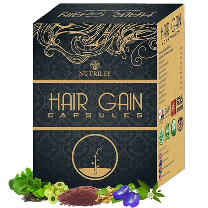 Nutriley Hair Gain - Hair Regeneration Capsules for Hair Fall, Hair Regrowth & Hair Loss Supplement (60 caps)
