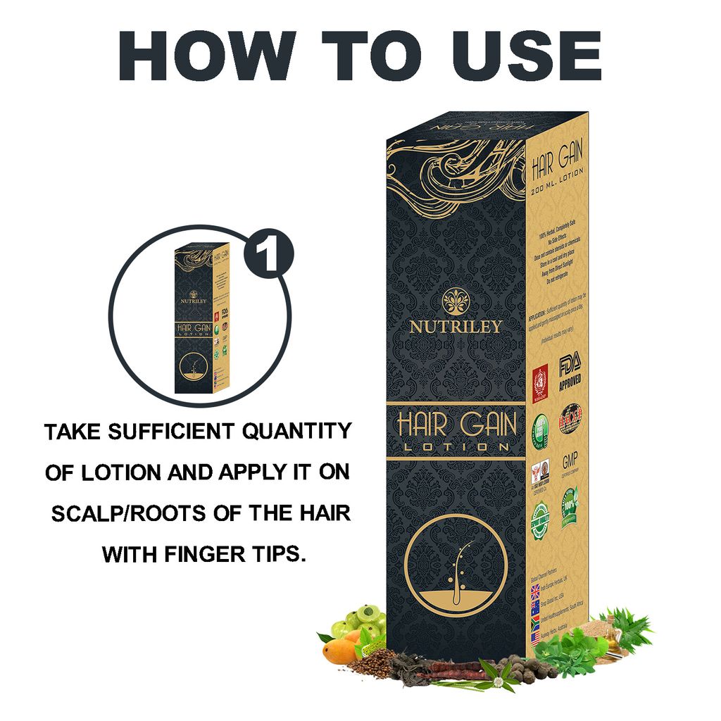 Nutriley Hair Gain - Hair Regeneration Lotion for Hair Fall, Hair Regrowth & Hair Loss Supplement